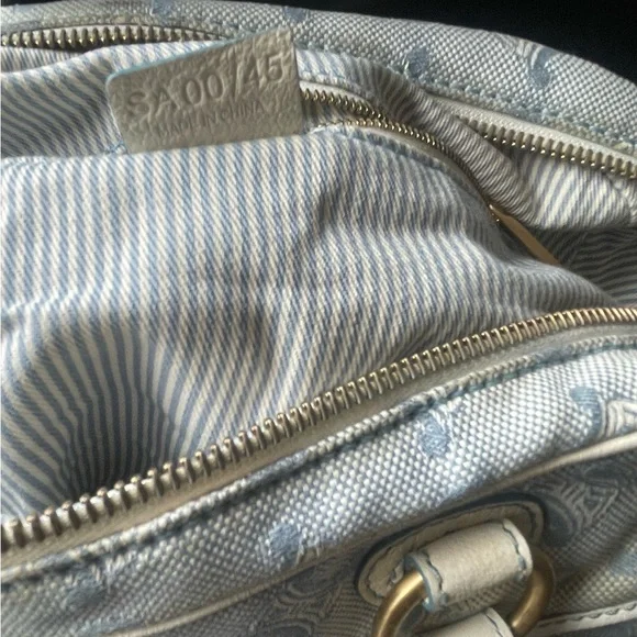 CELINE C Macadam Canvas Hand Bag Light Blue - Picture 14 of 14